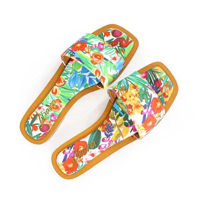 Liliana MINDEE-2 Floral Multi Print Flat Sandal Slide