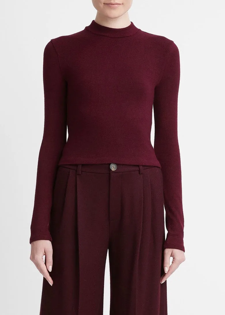 Long Sleeve Cozy Mock Neck (Cherry Wine)