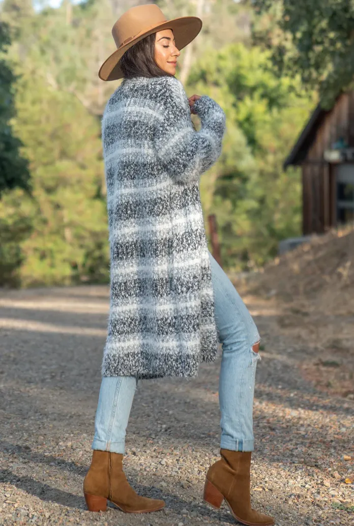Melange Striped Long Sleeve Cozy Cardigan