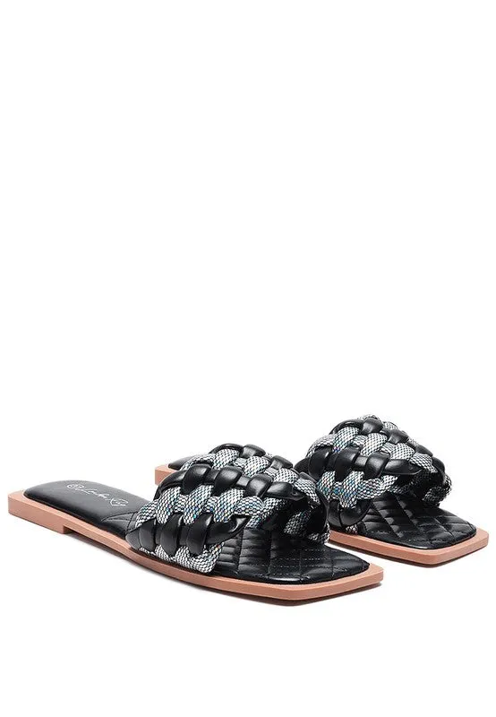 METALLIC WOVEN STRAP FLATS