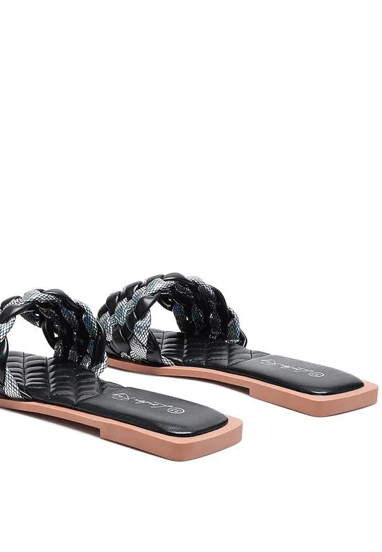 METALLIC WOVEN STRAP FLATS