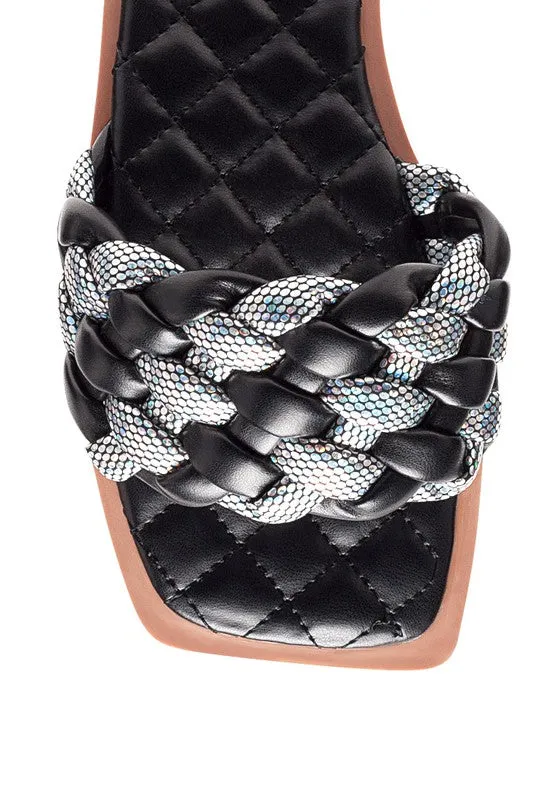 METALLIC WOVEN STRAP FLATS