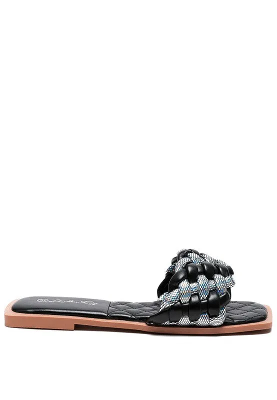 METALLIC WOVEN STRAP FLATS