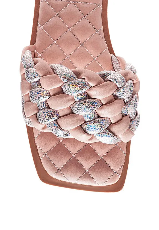 METALLIC WOVEN STRAP FLATS