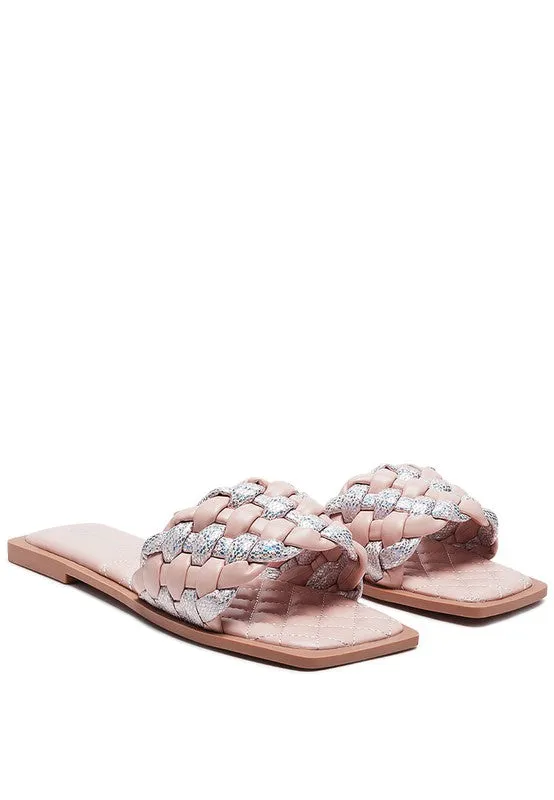 METALLIC WOVEN STRAP FLATS