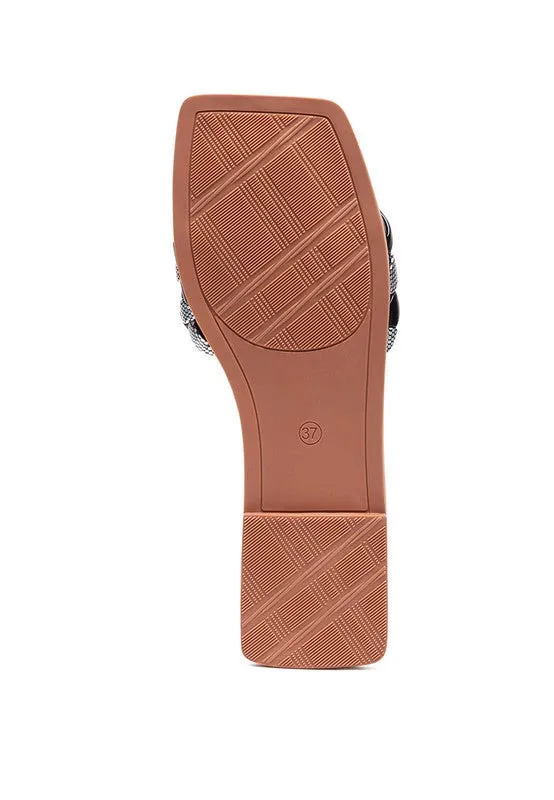 METALLIC WOVEN STRAP FLATS