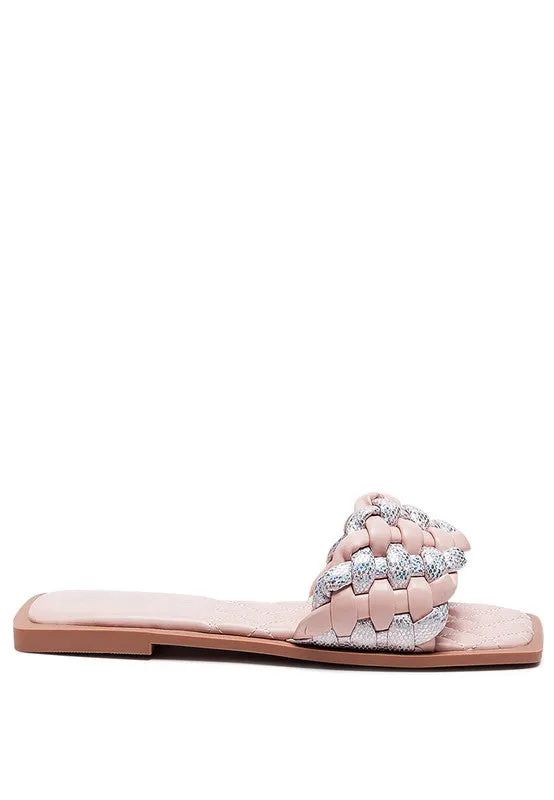 METALLIC WOVEN STRAP FLATS