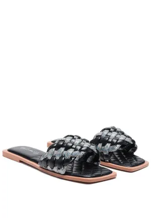 METALLIC WOVEN STRAP FLATS