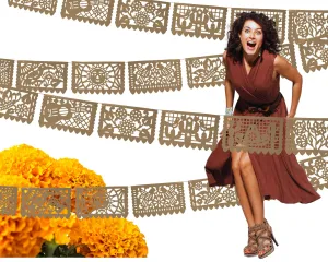 Mexican Party Decor Brown Papel Picado Banners (Plastic, 36ft Total)