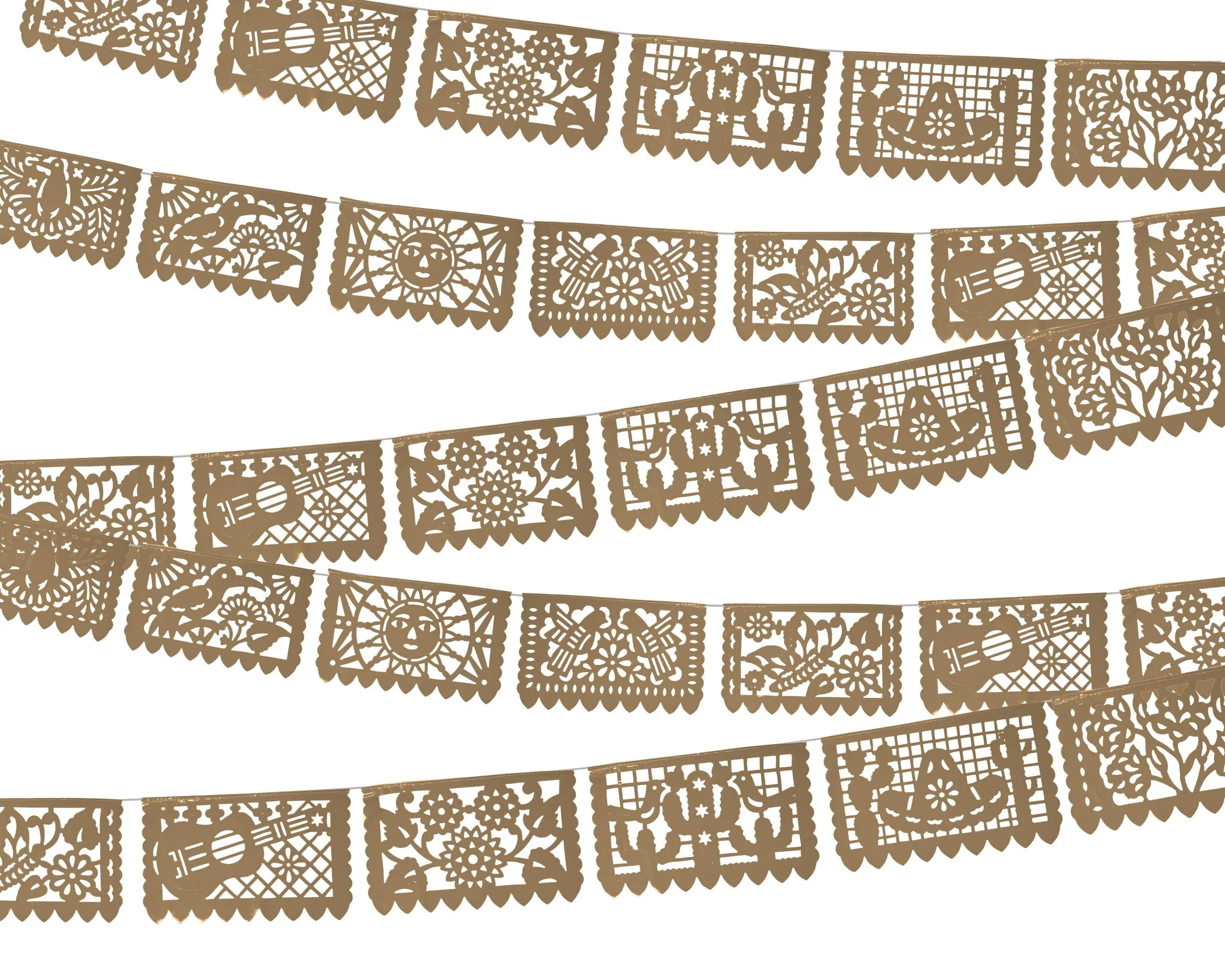 Mexican Party Decor Brown Papel Picado Banners (Plastic, 36ft Total)