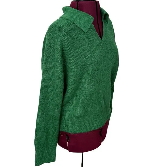 MICHAEL STARS Stevie Collared V-Neck Pullover Longsleeve Knit Sweater NWT XSP