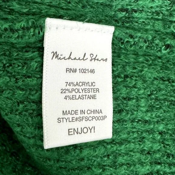 MICHAEL STARS Stevie Collared V-Neck Pullover Longsleeve Knit Sweater NWT XSP