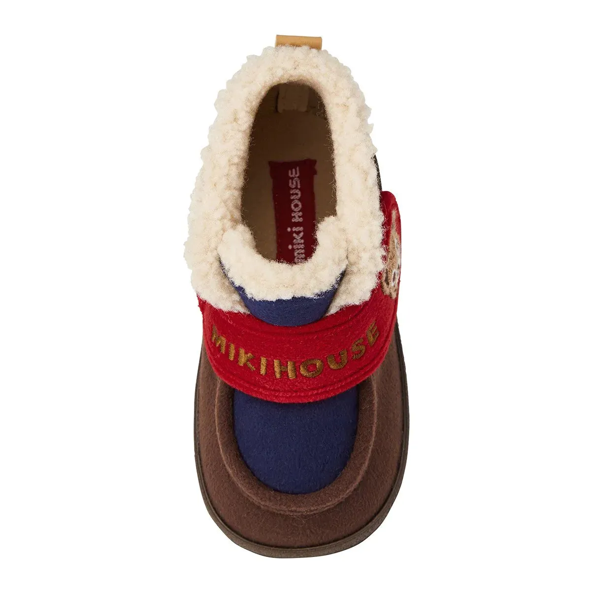 Miki House Kids Winter Booties Shoes in Navy / Brown