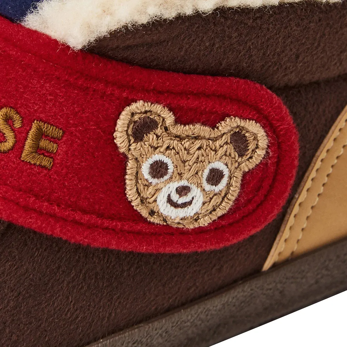Miki House Kids Winter Booties Shoes in Navy / Brown