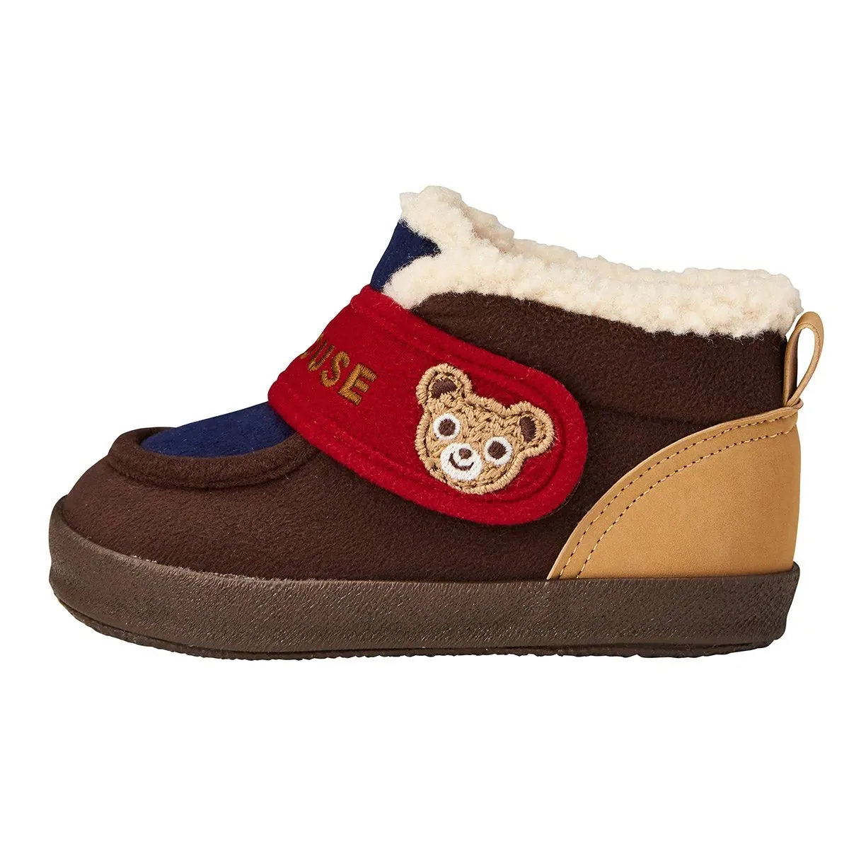 Miki House Kids Winter Booties Shoes in Navy / Brown