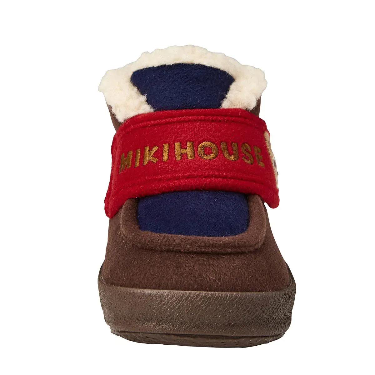 Miki House Kids Winter Booties Shoes in Navy / Brown