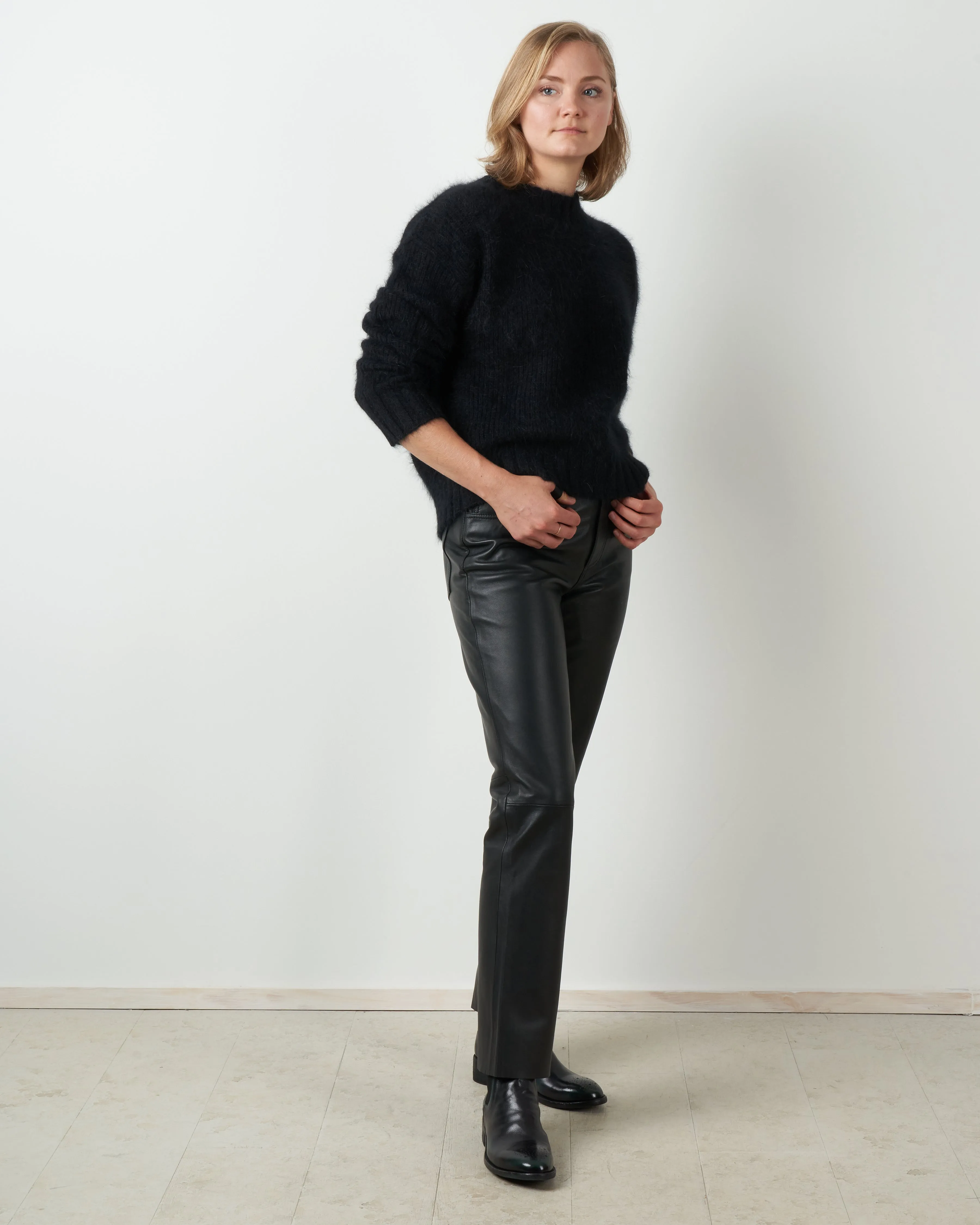 mixed angora pullover - black