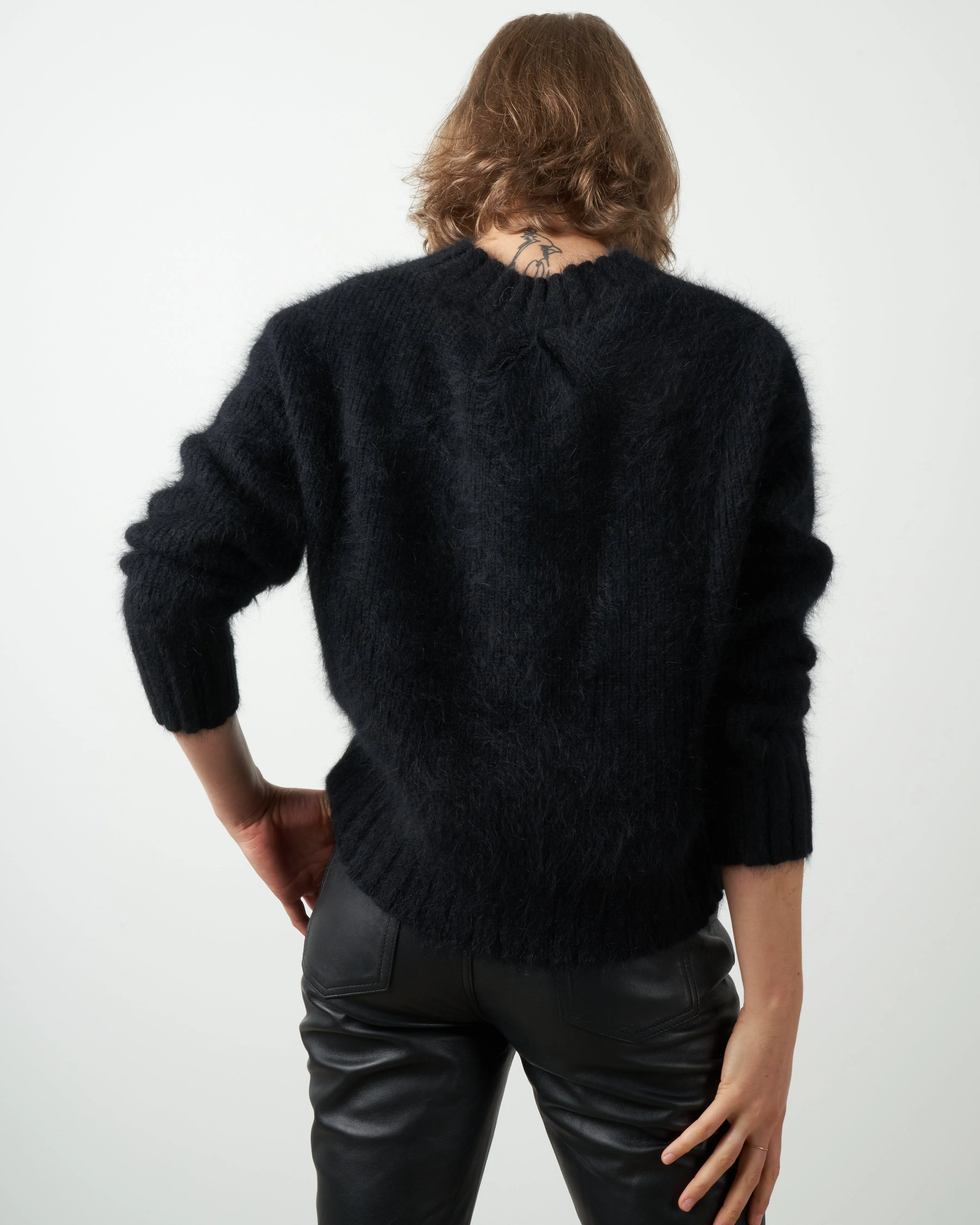 mixed angora pullover - black