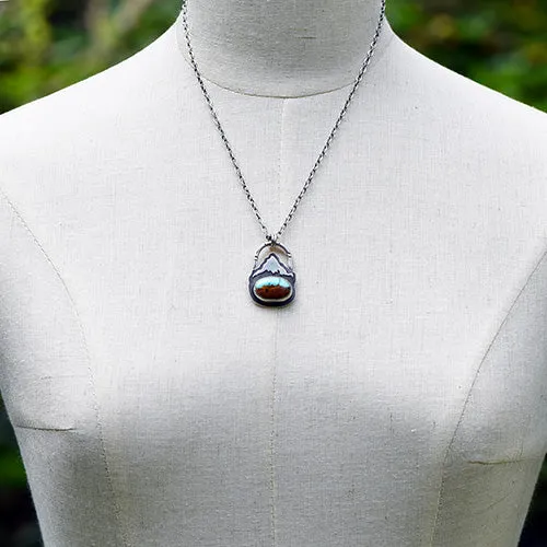 Mountain Keeper // Mt. Hood // Sterling Silver & Royston Ribbon Turquoise Necklace