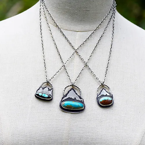 Mountain Keeper // Mt. Hood // Sterling Silver & Royston Ribbon Turquoise Necklace