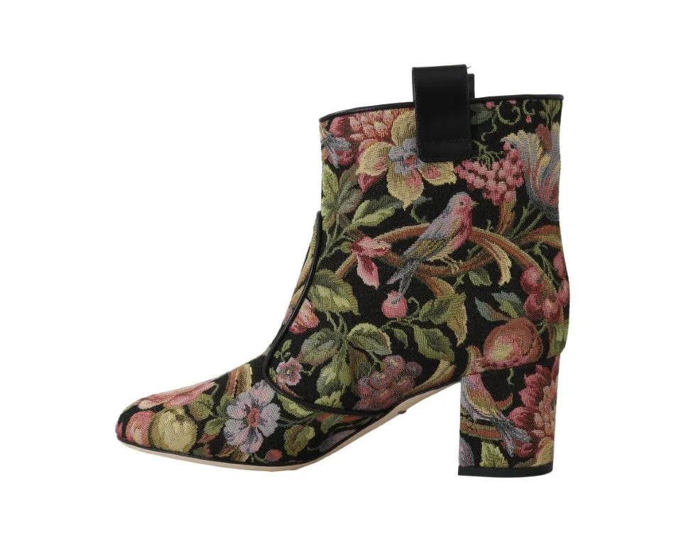 Multicolor Jacquard Floral Boots