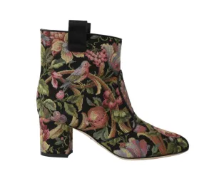 Multicolor Jacquard Floral Boots