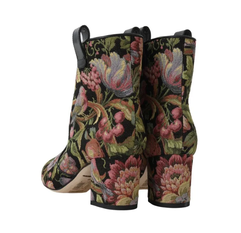 Multicolor Jacquard Floral Boots
