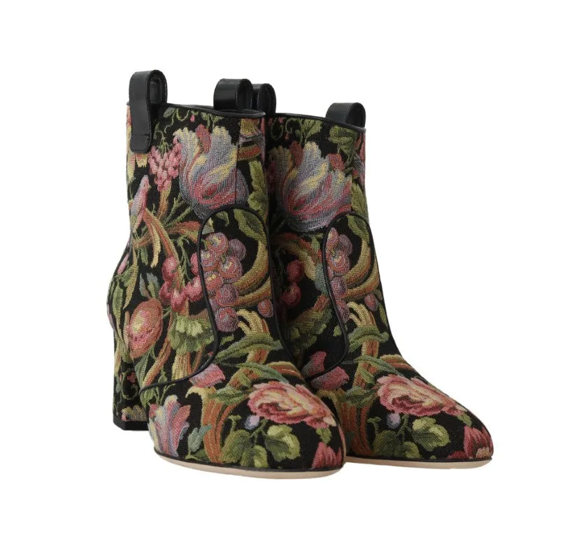 Multicolor Jacquard Floral Boots