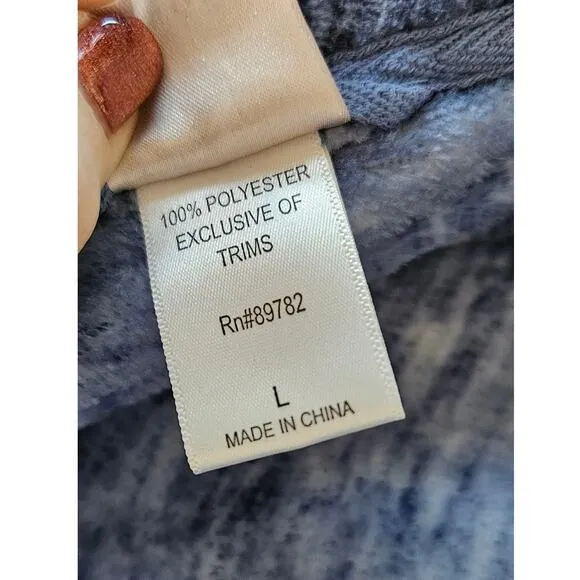 Natori Belted Plush Melange Robe Women Size L Blue Heather Bathrobe Spa Comfort