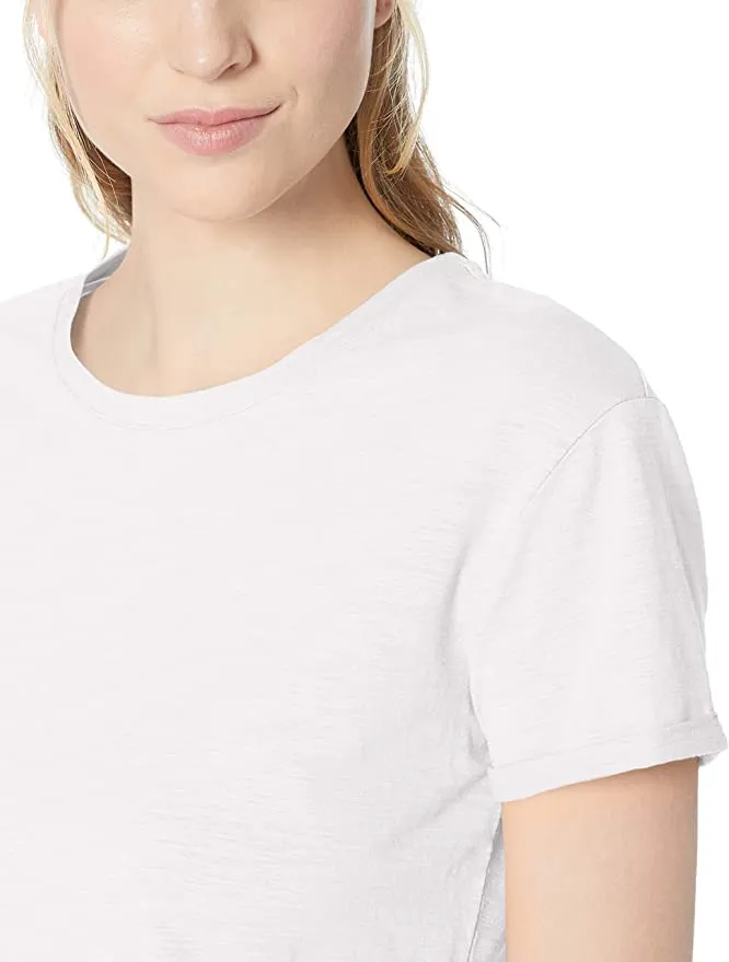 New with tags! Daily Ritual Women's Lived-in Cotton Roll-Sleeve Crewneck T-Shirt, White,Large