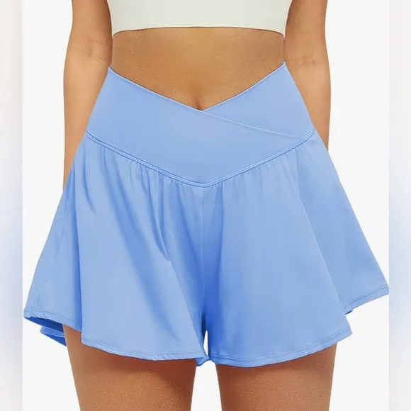 NWT Crossover Athletic Shorts for Women 2 in 1 Flowy Running Shorts with Pockets