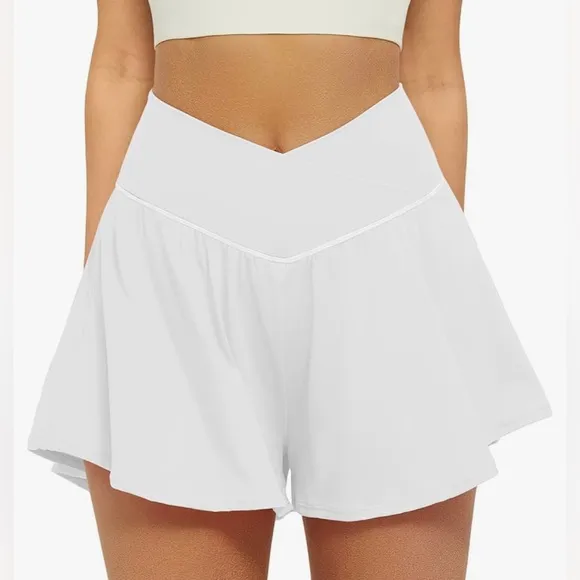 NWT Crossover Athletic Shorts for Women 2 in 1 Flowy Running Shorts with Pockets