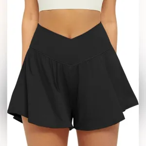 NWT Crossover Athletic Shorts for Women 2 in 1 Flowy Running Shorts with Pockets