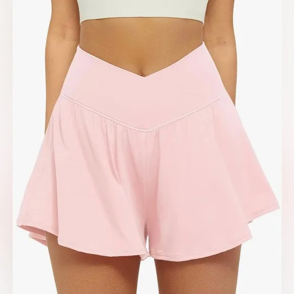 NWT Crossover Athletic Shorts for Women 2 in 1 Flowy Running Shorts with Pockets