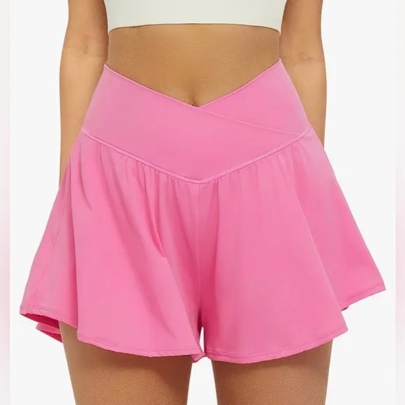NWT Crossover Athletic Shorts for Women 2 in 1 Flowy Running Shorts with Pockets