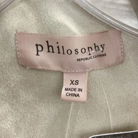 NWT Philosophy Vegan Suede Open Moto Jacket