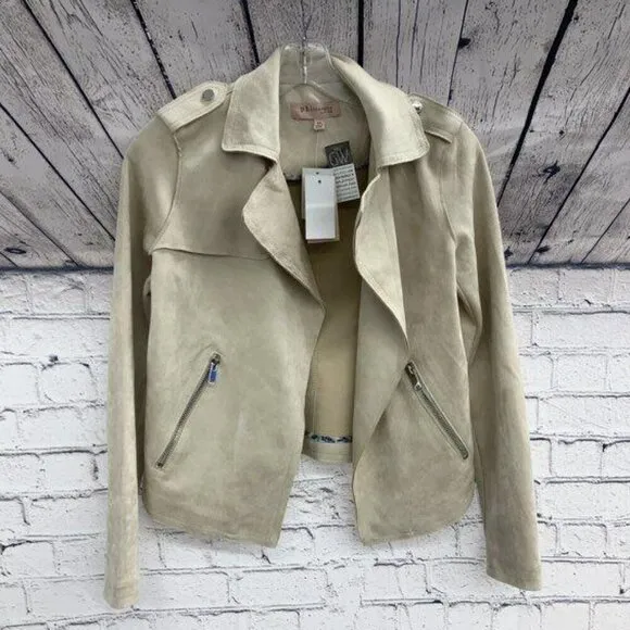 NWT Philosophy Vegan Suede Open Moto Jacket