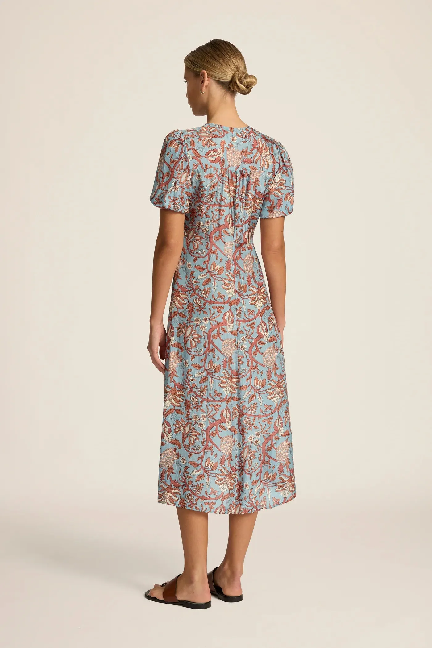 Olivia Midi Dress in Fernando Sky by Hannah Artwear