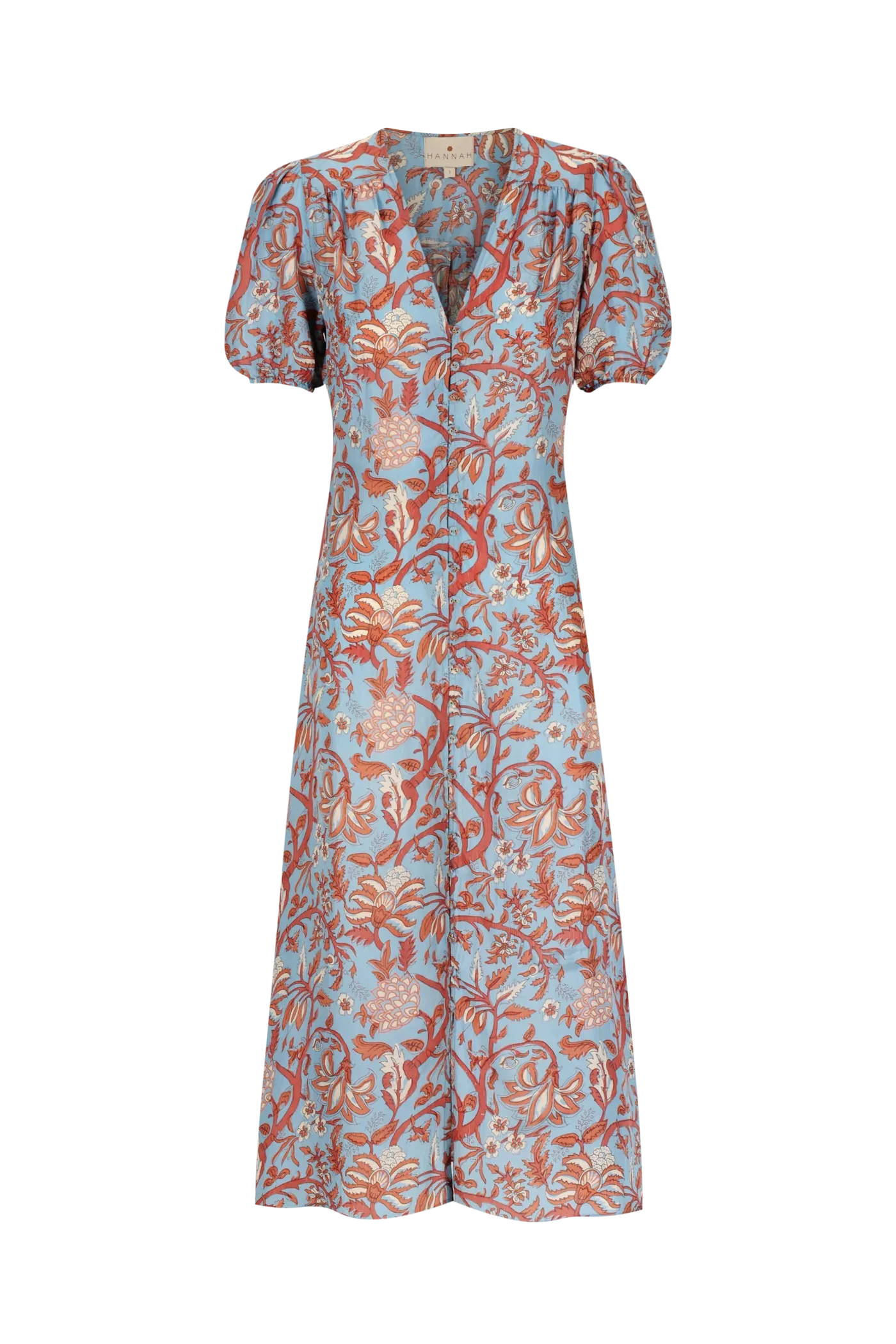 Olivia Midi Dress in Fernando Sky by Hannah Artwear