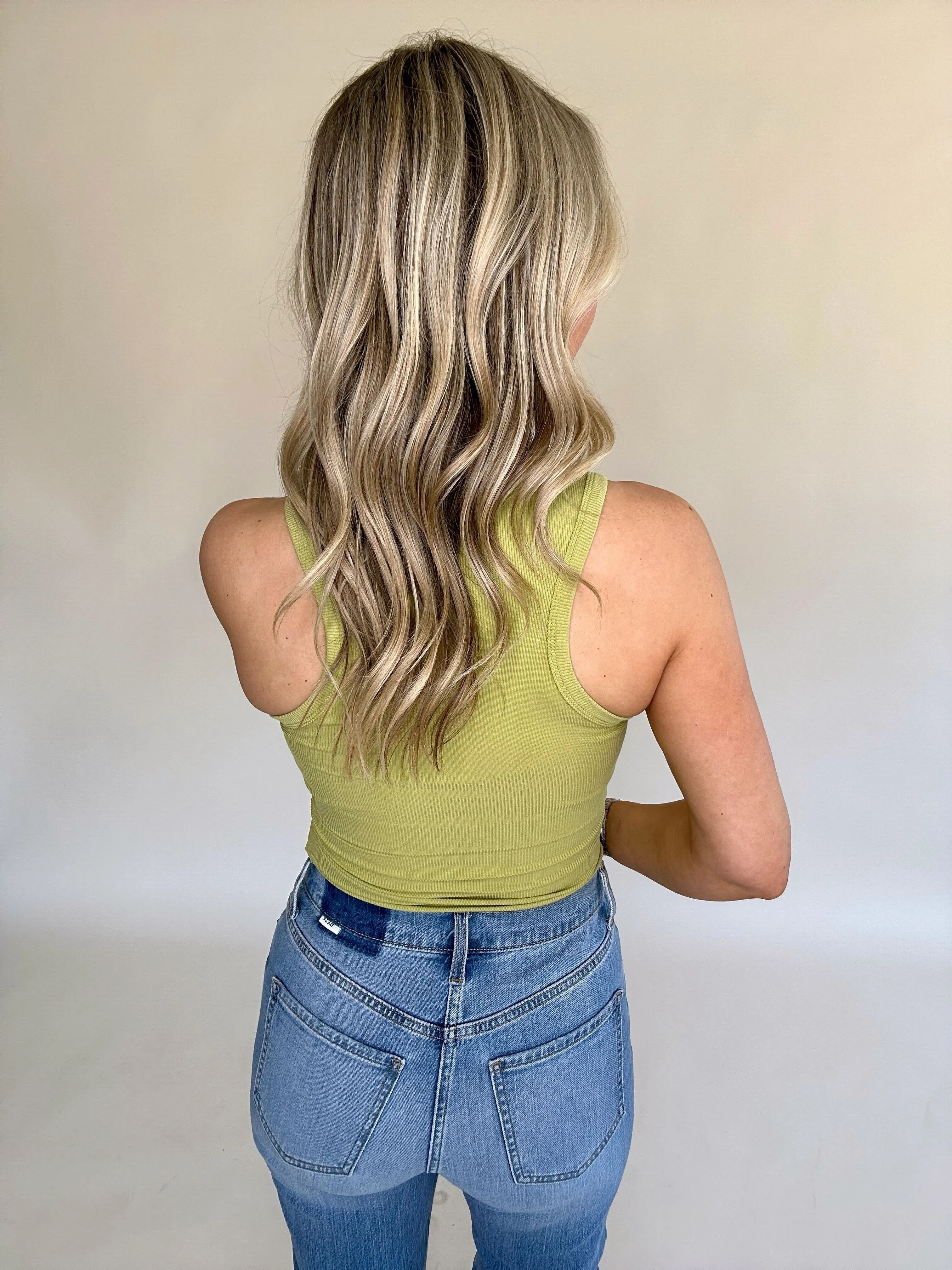 On Par Rib Sleeveless Tank Top - Kiwi