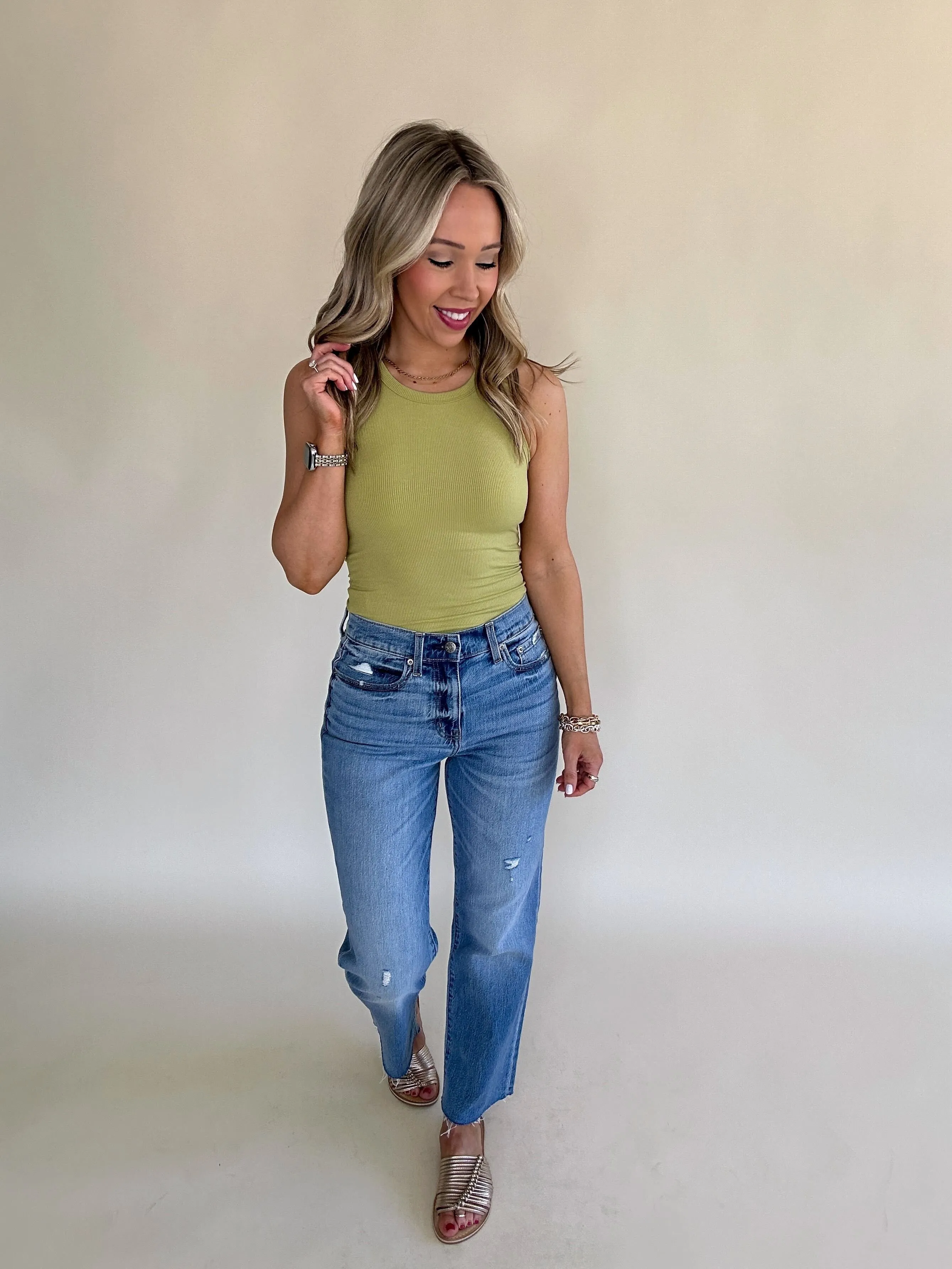 On Par Rib Sleeveless Tank Top - Kiwi