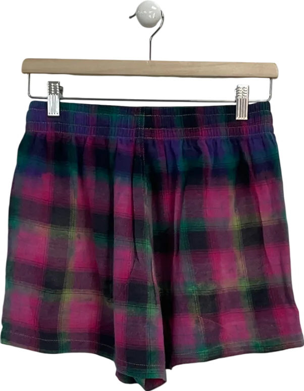 One Teaspoon  Bleached Flannel Studded Boxer Shorts UK XS