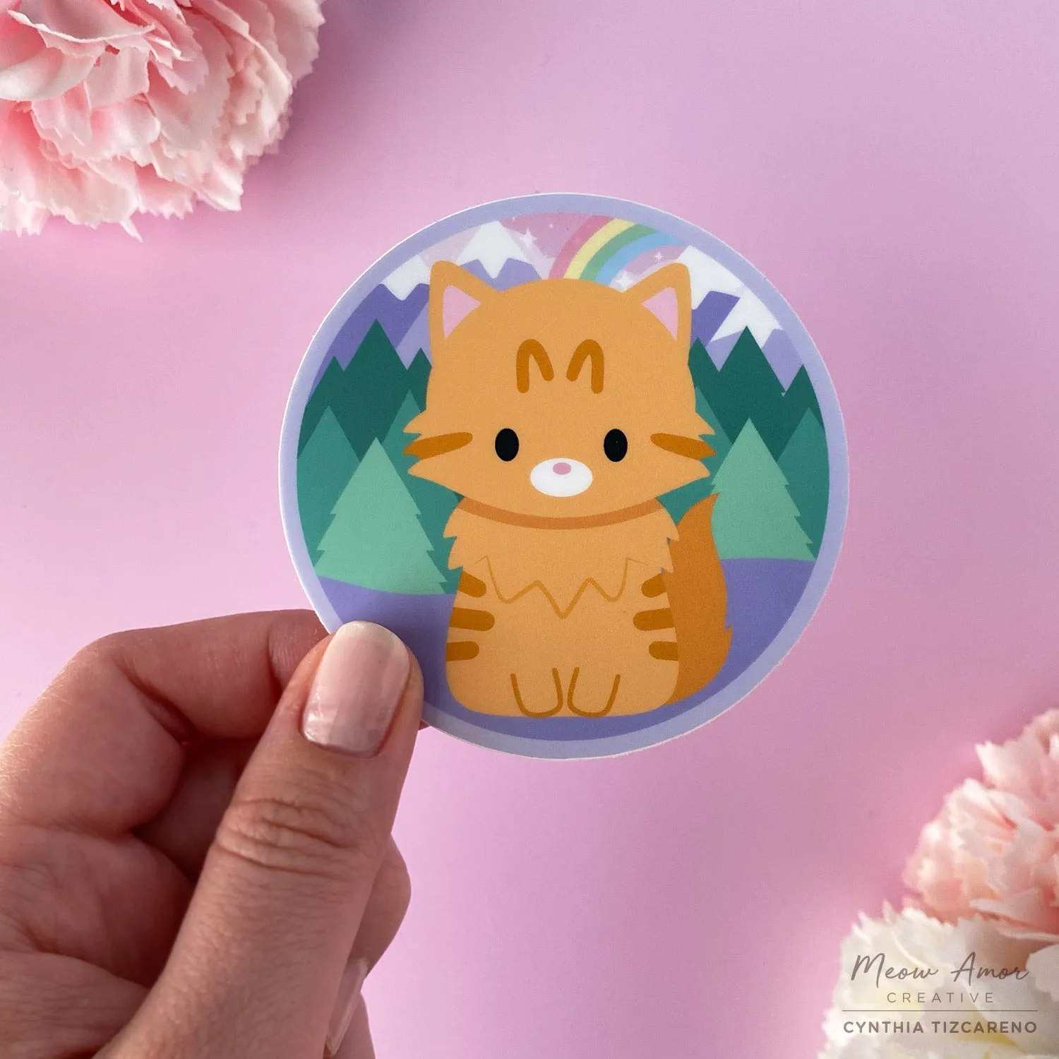 Orange Tabby Day Skies Vinyl Sticker