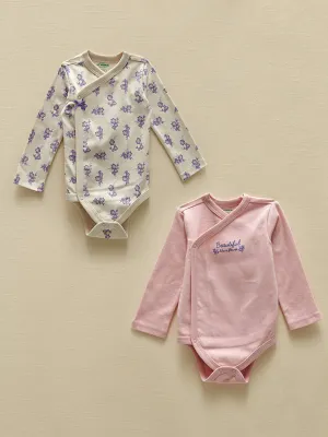 Organic Cotton Long Sleeve Printed Baby Girl Snap-On Bodysuit 2-pack