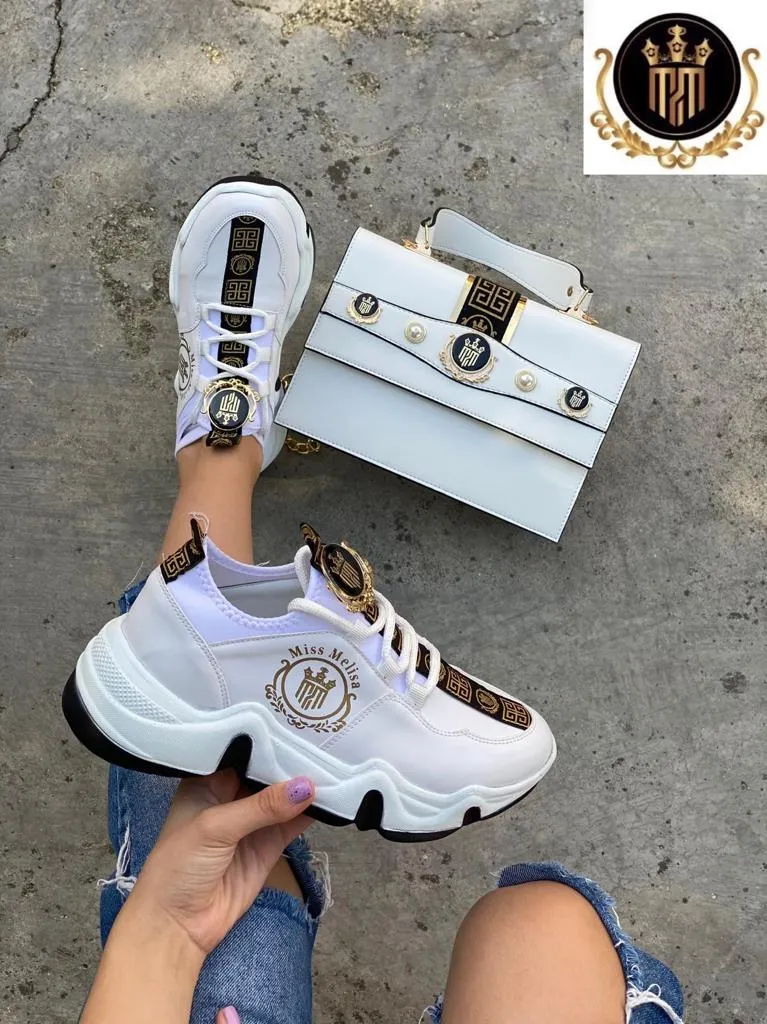 Original Miss Melisa Shoes and Bag stylish sneakers bag set Code S100