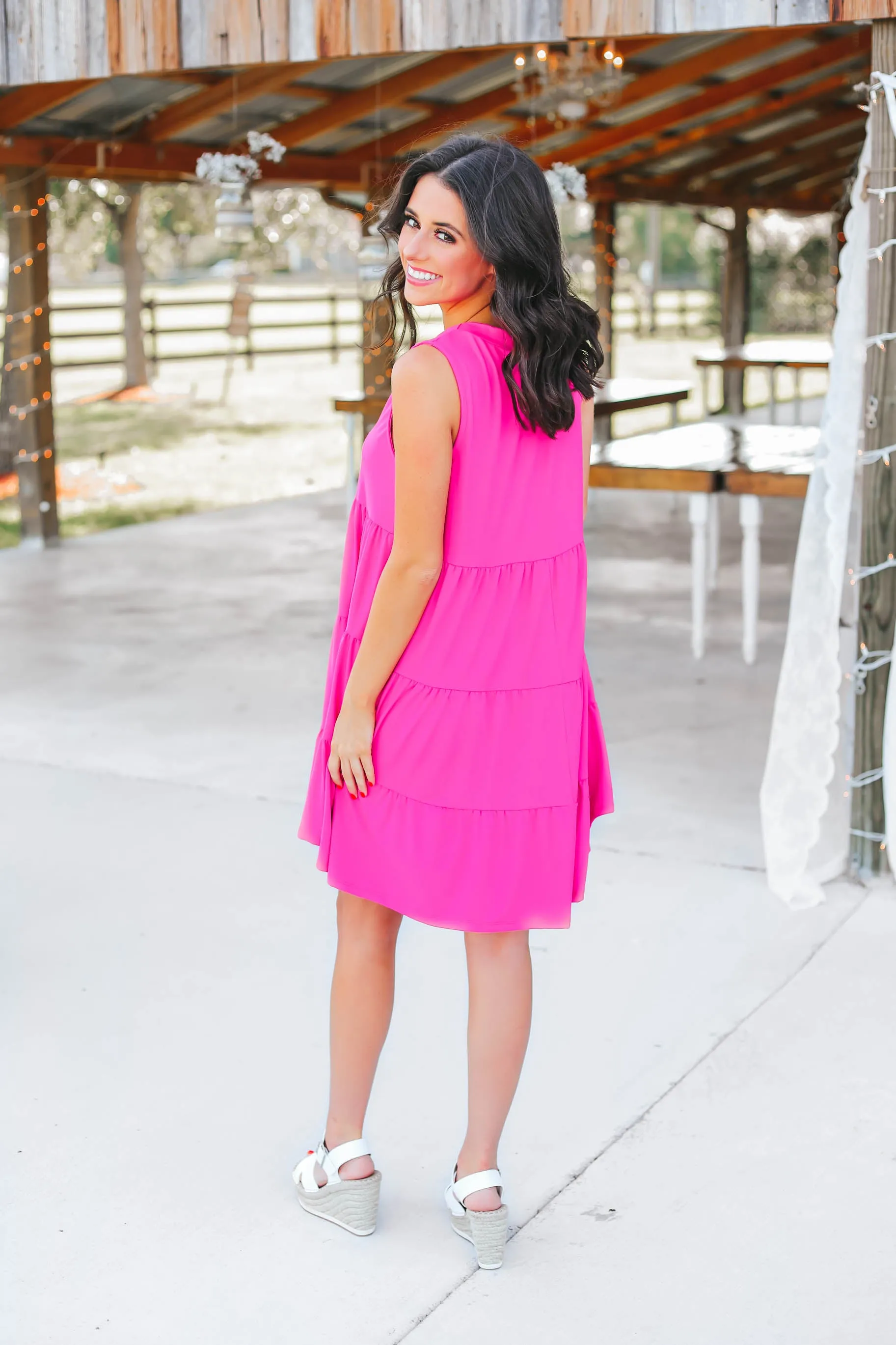 Paige Baby Doll Dress - Fuchsia