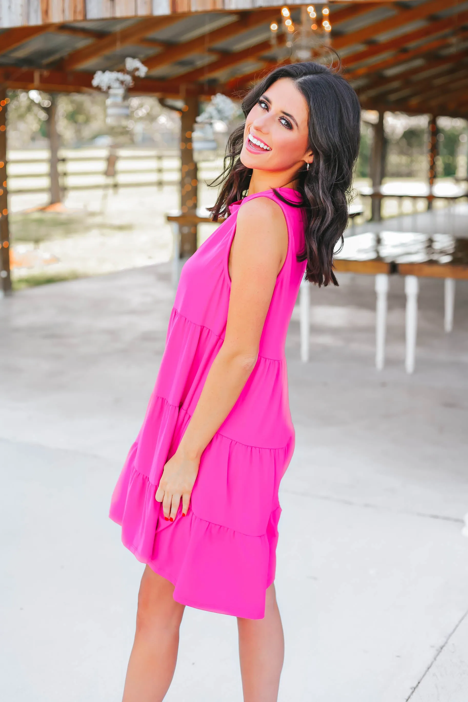 Paige Baby Doll Dress - Fuchsia