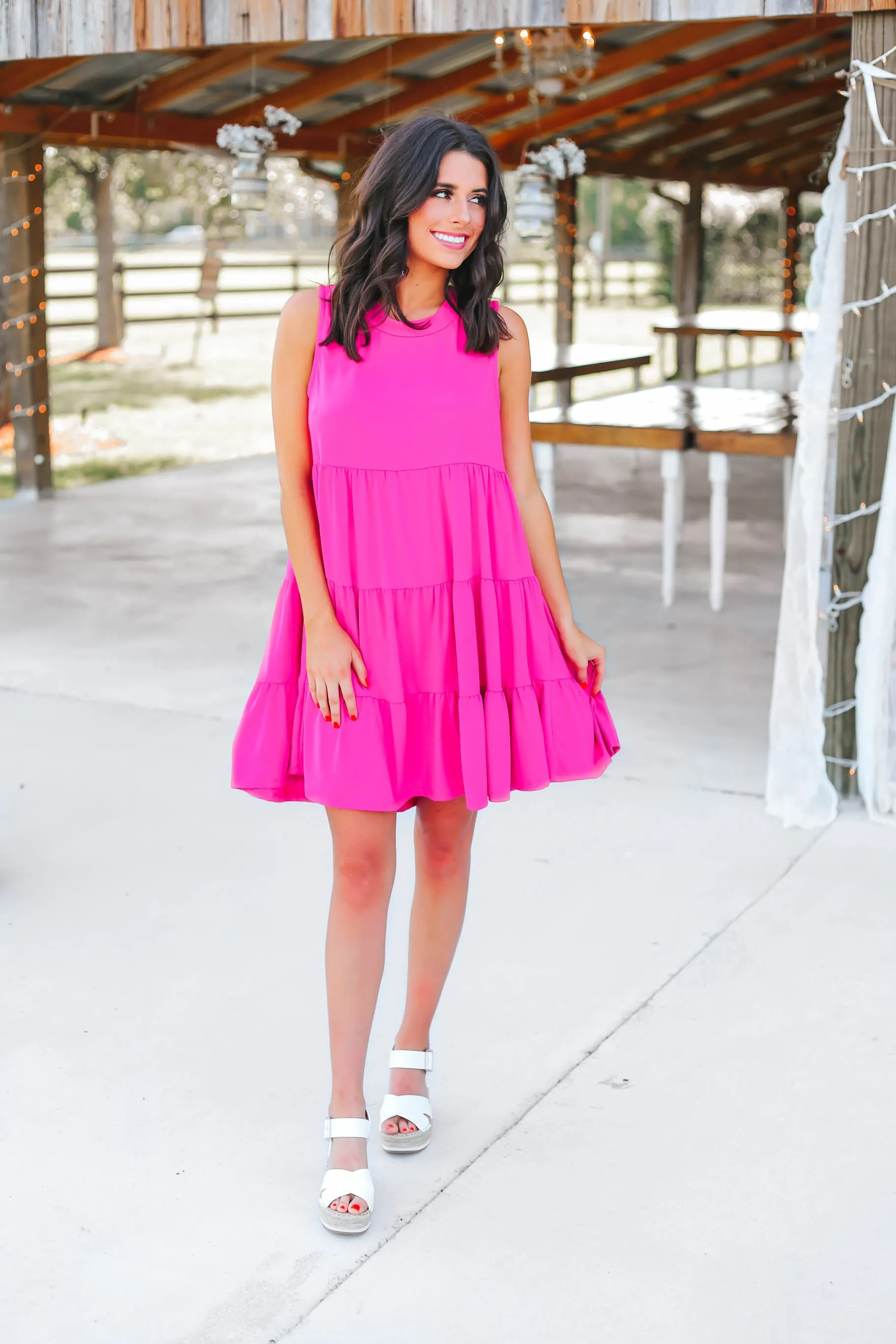 Paige Baby Doll Dress - Fuchsia