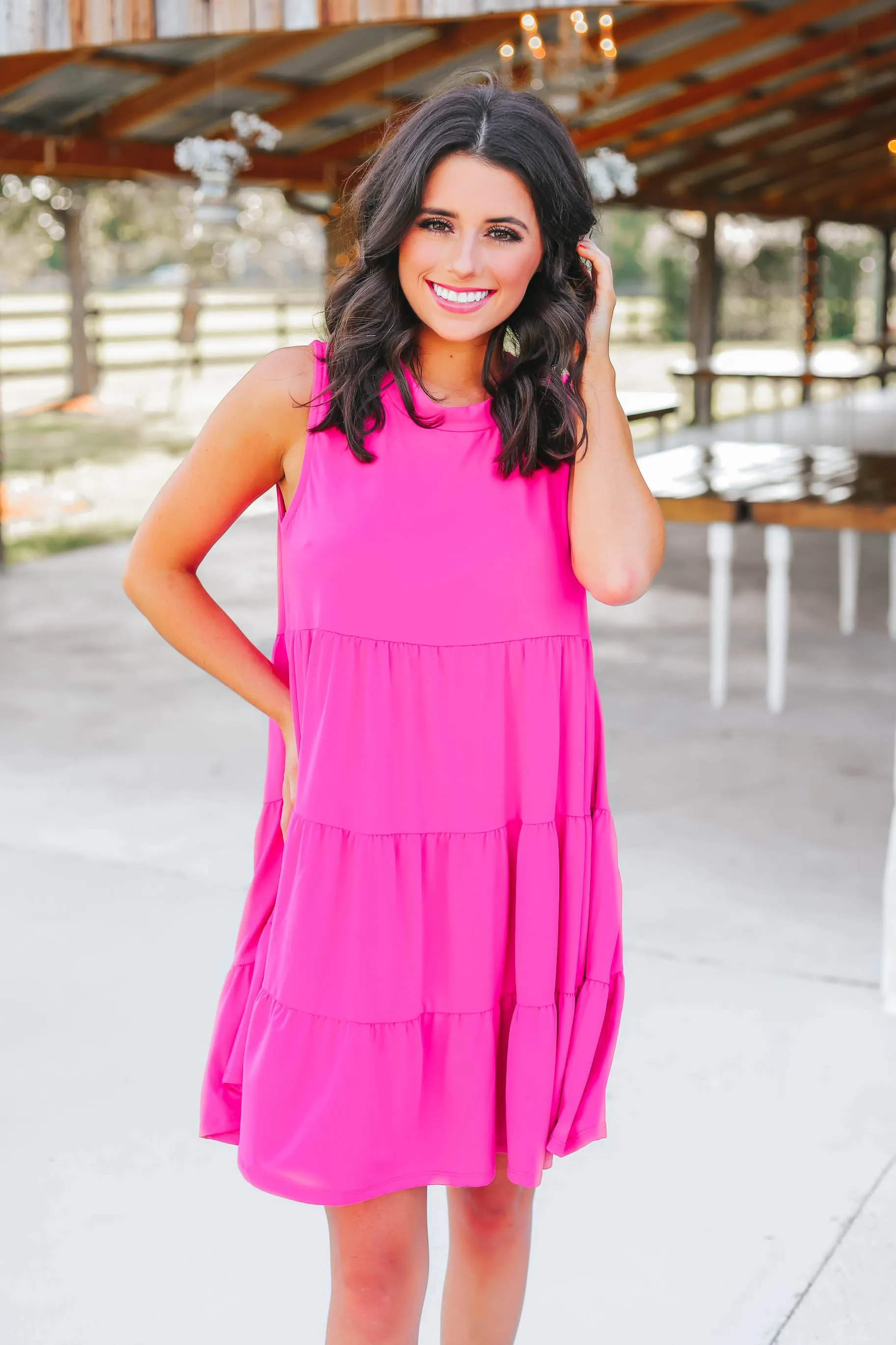 Paige Baby Doll Dress - Fuchsia
