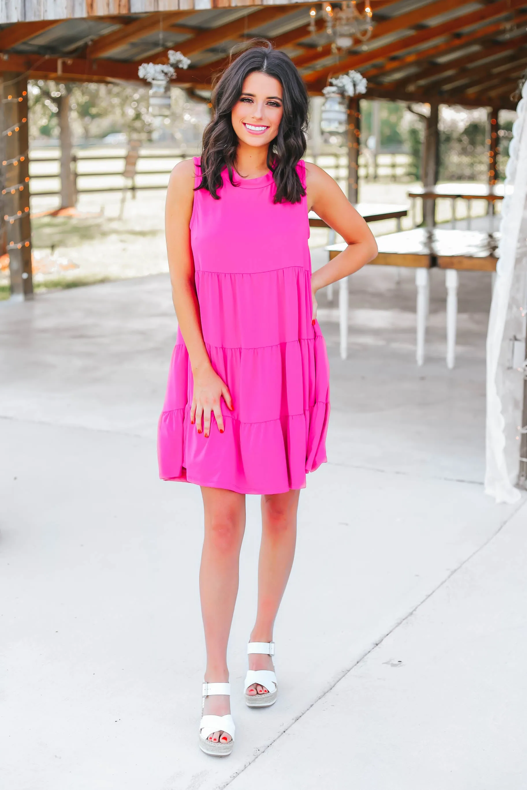 Paige Baby Doll Dress - Fuchsia